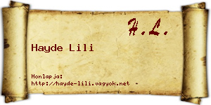Hayde Lili névjegykártya